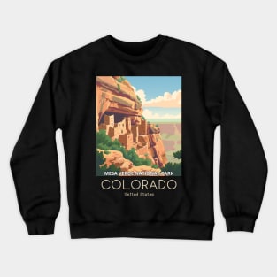 A Vintage Travel Illustration of Mesa Verde National Park - Colorado - US Crewneck Sweatshirt